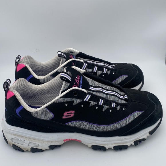 Skechers Women’s D’lites Black/Pink/Purple Sneakers Size 9.5 - Picture 4 of 8